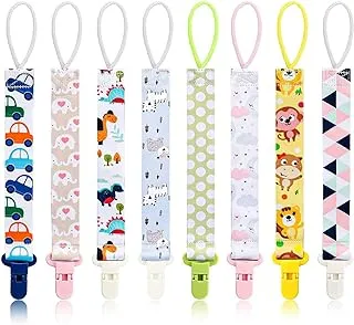 IBAMA 8 Pack Baby Pacifier Clips Anti-lost clip Anti-drop Chain Universal Pacifiers Teether Holder and Leash for Baby Boys and Girls Various Patterns Unisex Baby Shower Birthday Christmas Gift