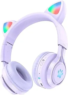 Hoco W39 - Cat Ear kids Wireless Bluetooth Headphones, Bluetooth V5.3, Use Time: Up To 12 Hours, Standby Time: Up To 120 Hours, Support AUX Mode, Compatible Mobile Phones And Tablets - Purple