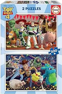 Educa - Toy Story 4. Set of 2 Puzzles with 100 Pieces. Approximate measurement once assembled: 40 x 28 cm. Composed of large, perfectly finished pieces. Recommended for ages 6 and up (18107)