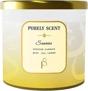 Purely Scent Arabian Sunrise Soy Wax Candle for Meditation, Office, 100% Pure Soy Wax and Vegetable Wax, 92 Hours Burn Time, Fragrance Candles, 3 -Wick Scented Candle for Home Decor, 14.1 Oz/400 Grams