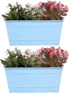 TrustBasketSet of 2 - Rectangular Railing Planter - Teal (12 Inch)