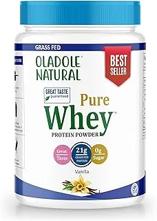 Oladole Natural Organic Grass Fed Whey Protein Powder (Vanilla Bean) | 21G Protein Per Serving | Antioxidant Properties, Supports Weight Management & Muscle Recovery | Non- GMO