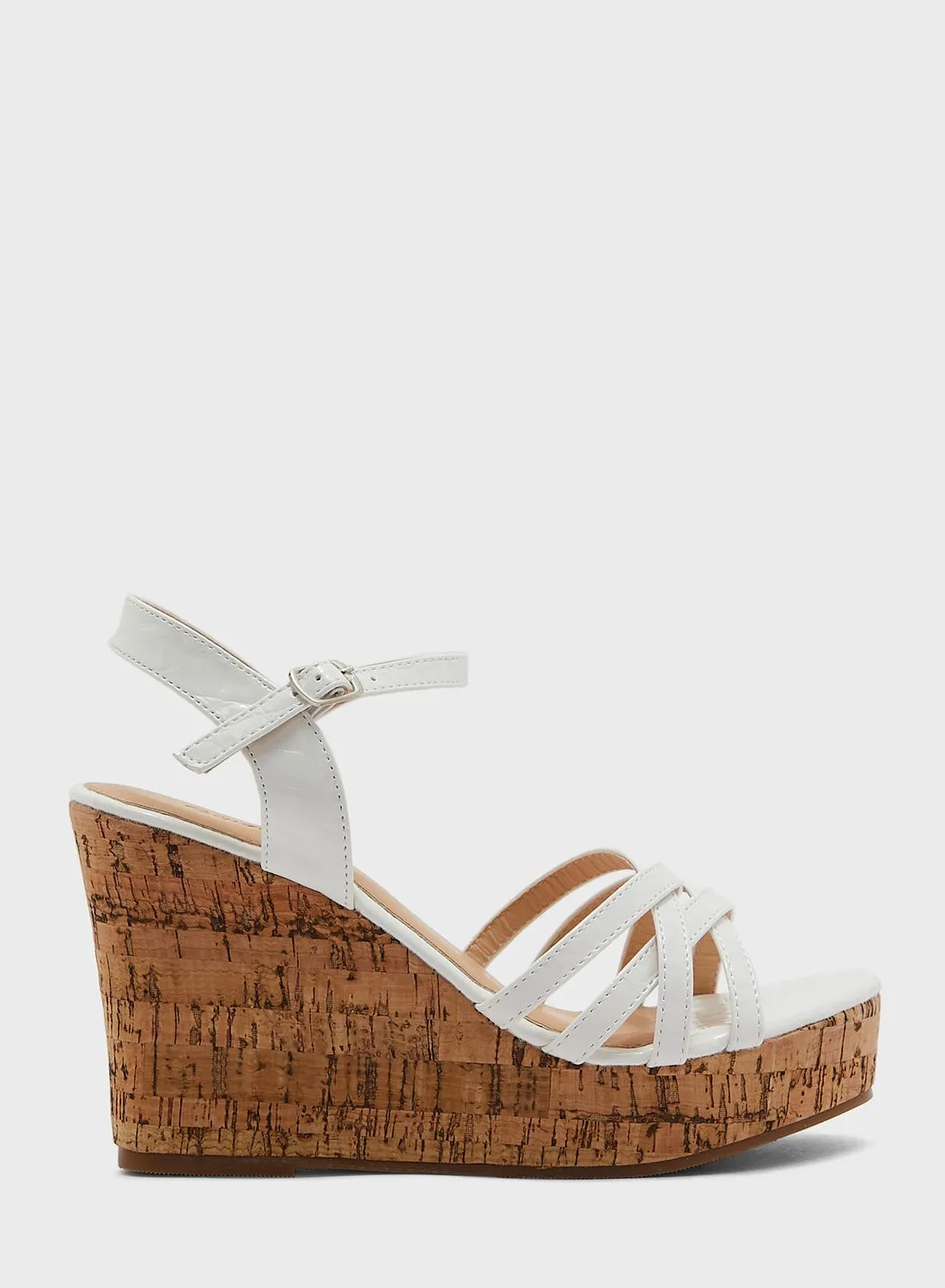 Ginger Croc Effect Strappy Wedge Sandal