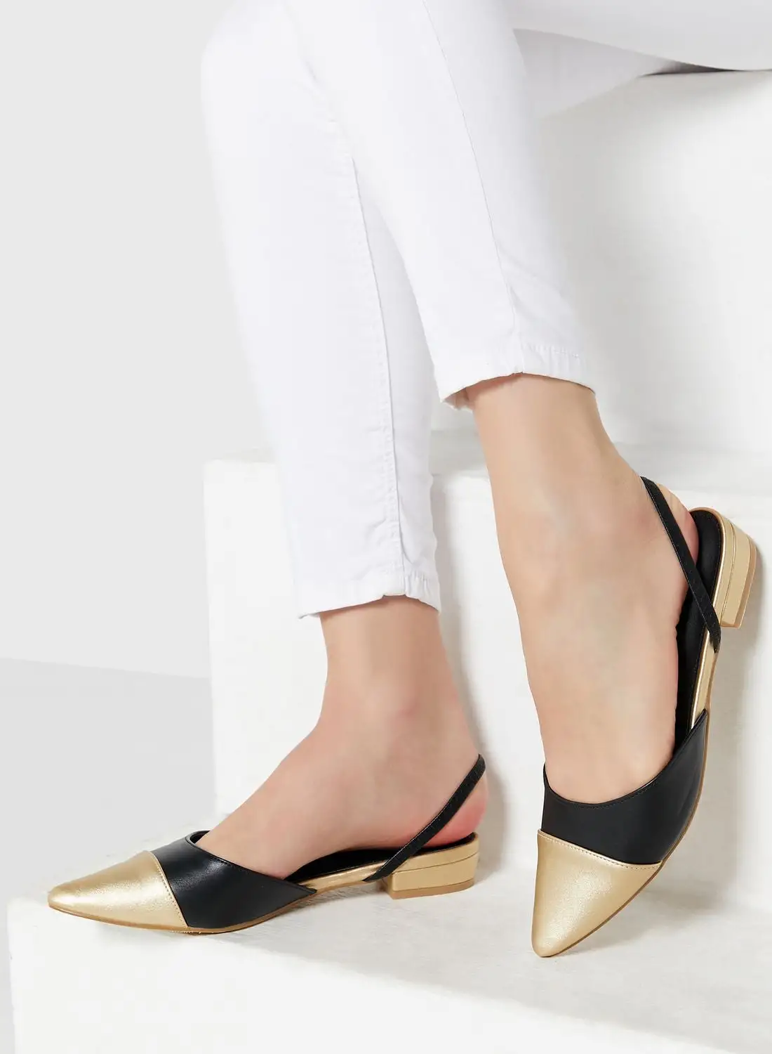 ELLA Colour Block Strap Pointed Flat Shoe