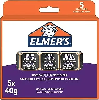 Elmer's Disappearing 40 g, 5-Pack Glue Stick, Purple