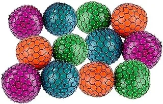 Colorful Mesh Squish Ball - Stress Reliever Squishy - Therapy Ball, 12 Pack, 3 Inches