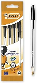 BIC Cristal Ballpoint Pen Medium Point, Pack of 4 Black, 8308591, Pack of 4 Pens