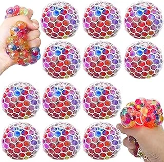 K.E.J. Squish Stress Ball 12 Pack LED Mesh Anti-Stress Ball Toys Easter Gift Squeeze Ball Fun for Boys Girls and Adults Relieve Tension, Stress - Home, Travel and Office Use