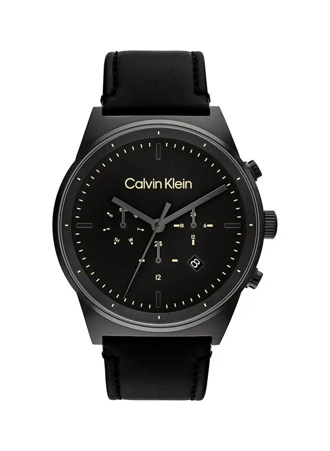 CALVIN KLEIN Men's Analog Round Shape Leather Wrist Watch 25200298 - 44 Mm