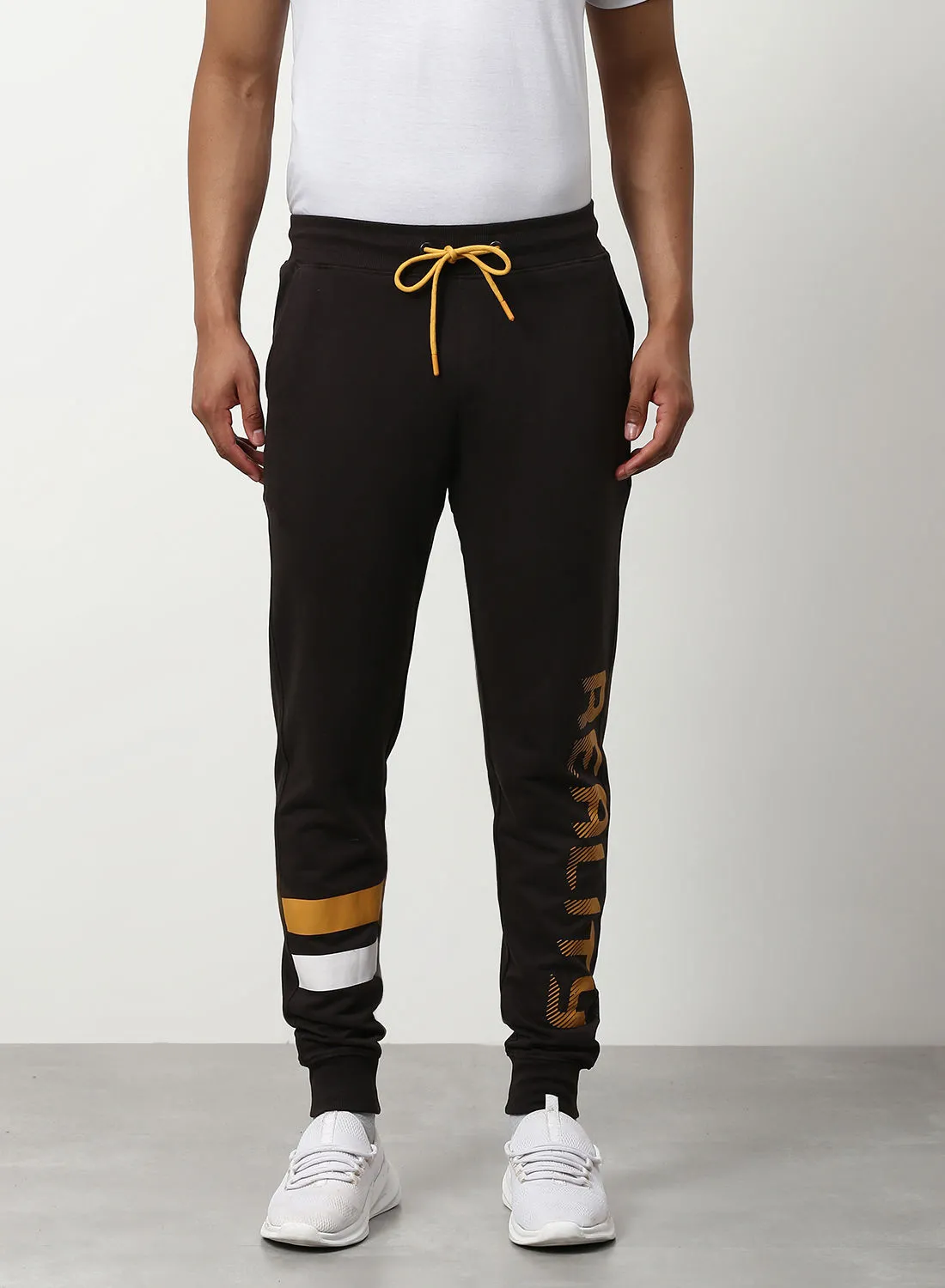 ABOF Regular Fit Joggers Black/Yellow/White