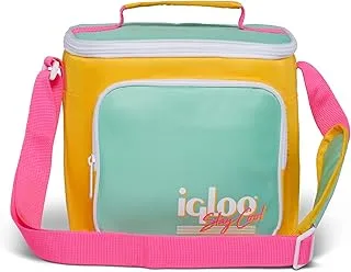 Igloo 90s Retro Collection Square Lunch Box Cooler with Front Pocket and Adjustable Strap