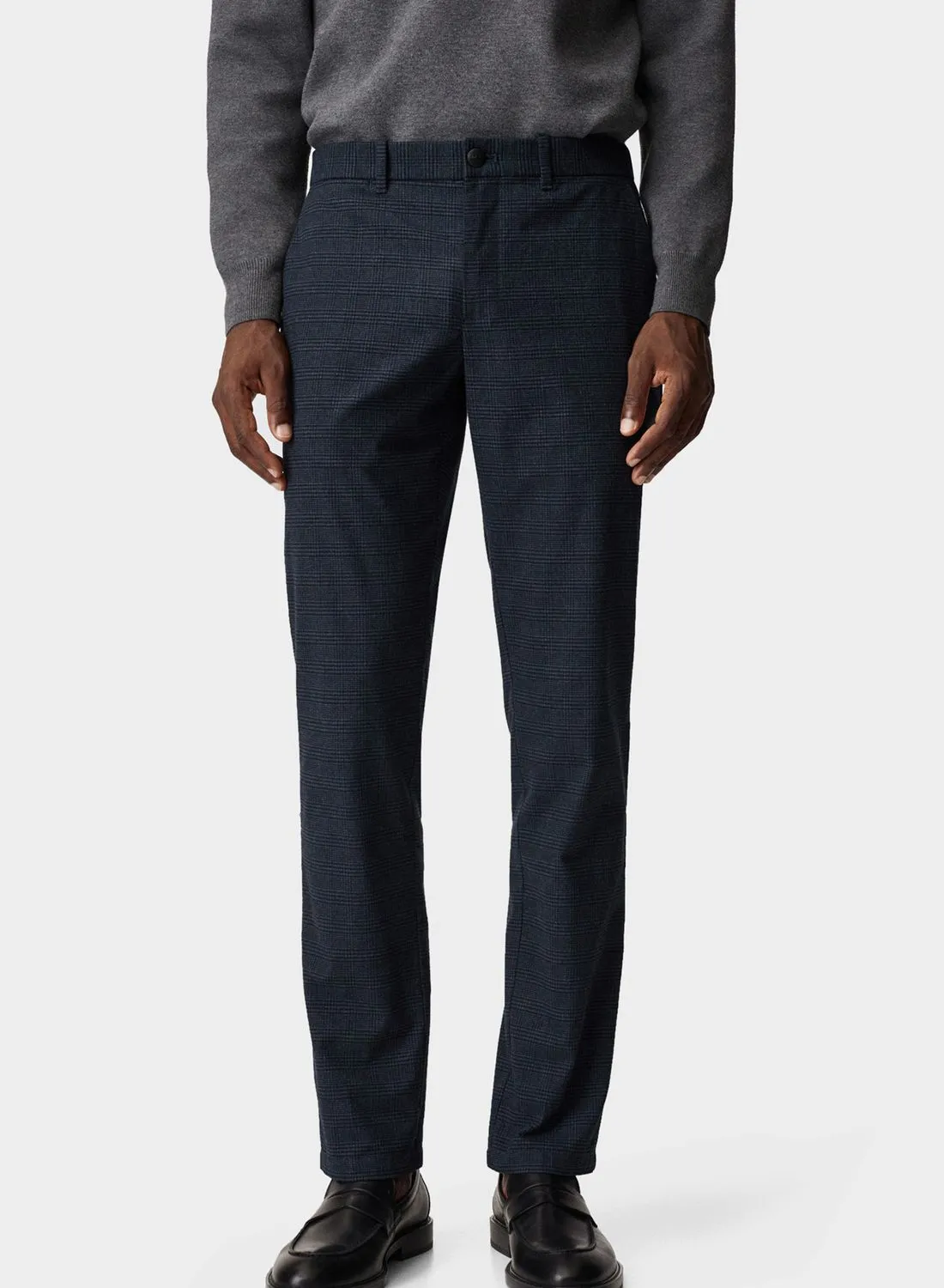 Mango Man Checked Slim Fit Trousers