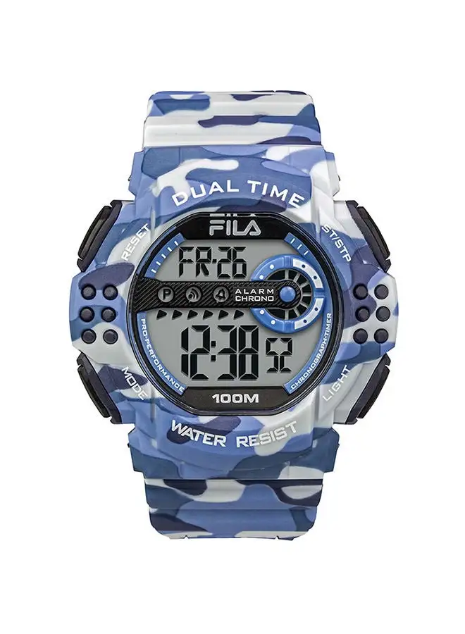 FILA Men's Digital Round Shape Silicone Wrist Watch 38-171-001 - 52 Mm