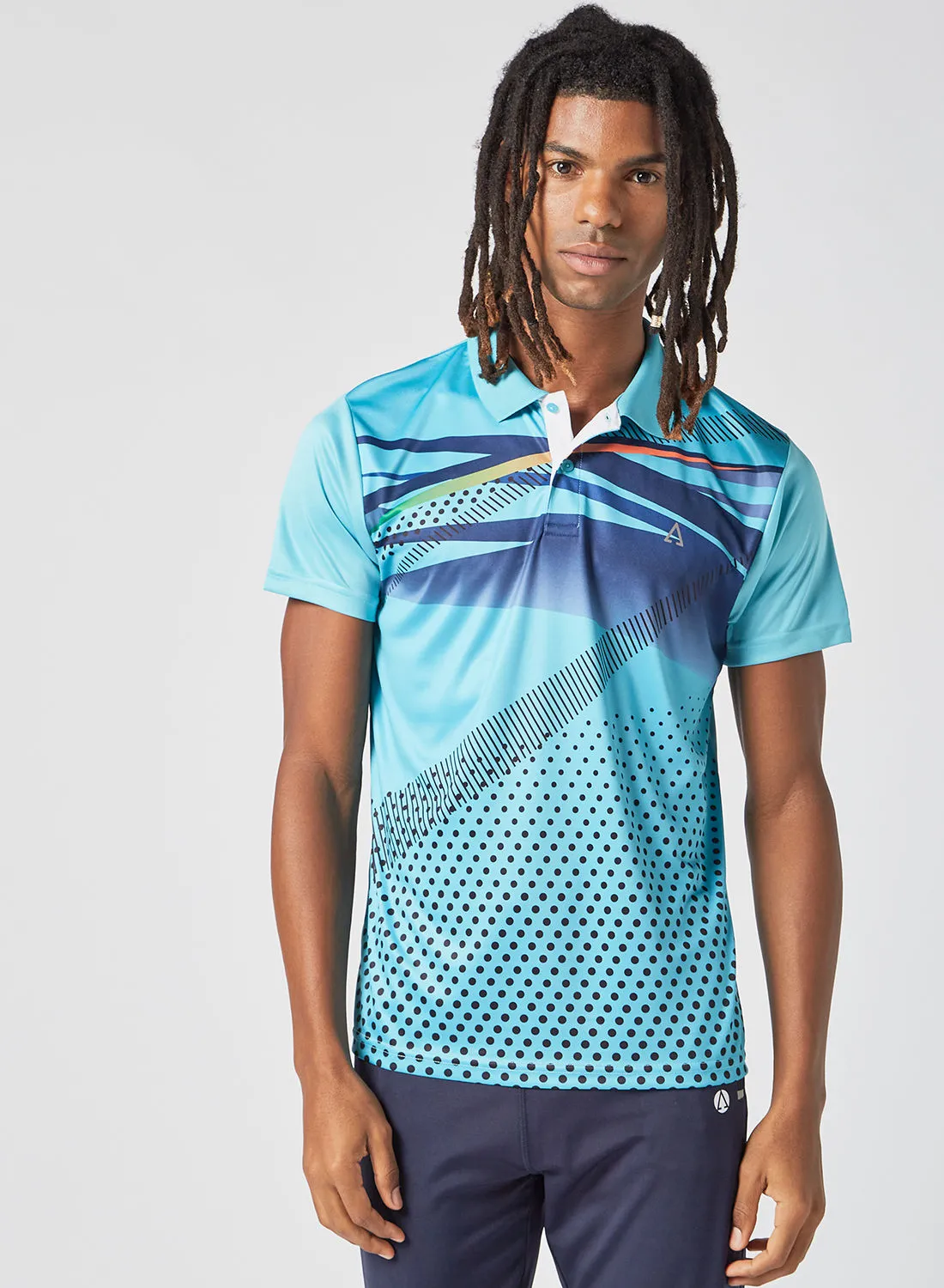 Athletiq Logo Graphic Collared Polo Blue