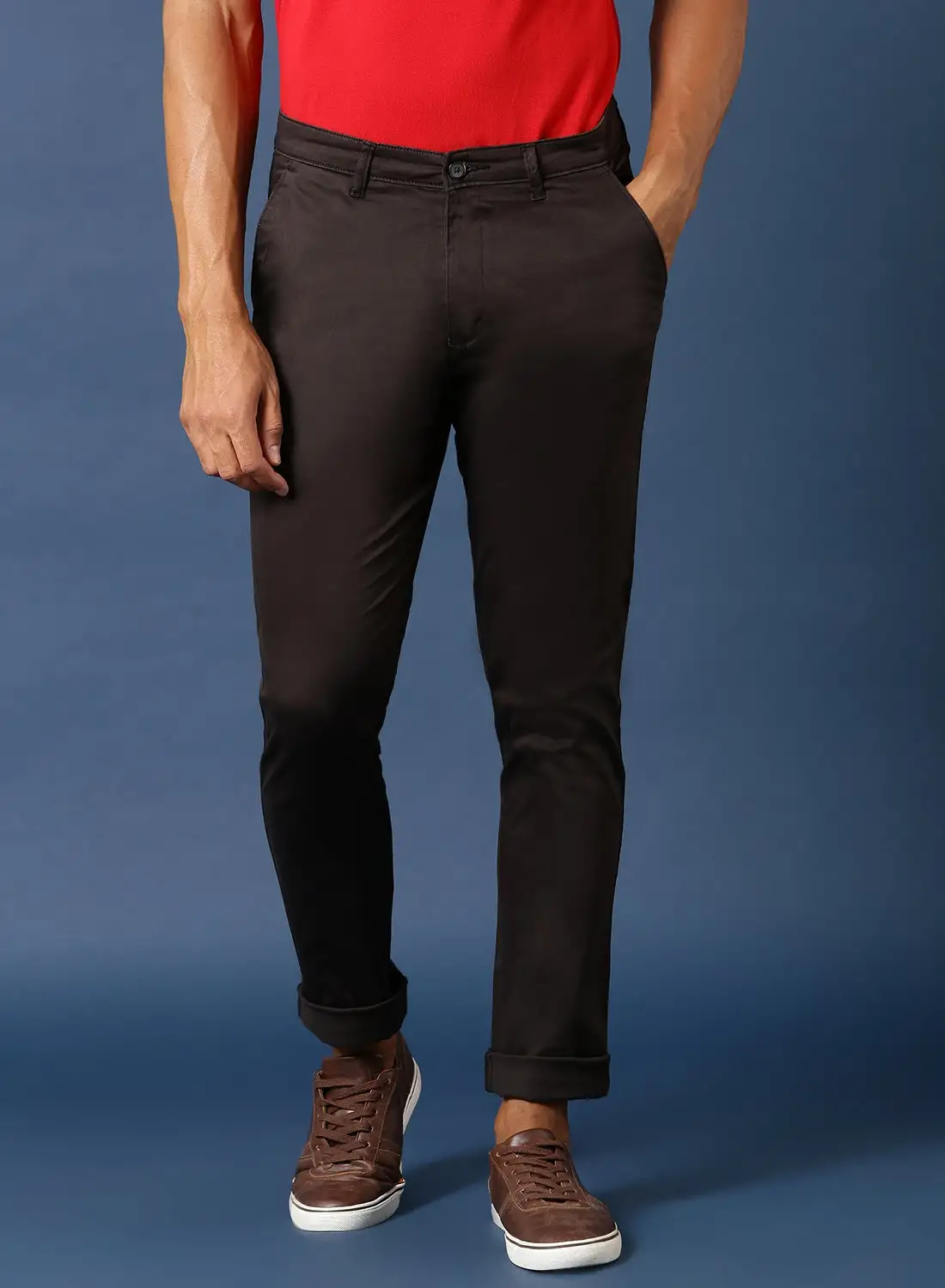 QUWA Slim Fit Pants Oil Black