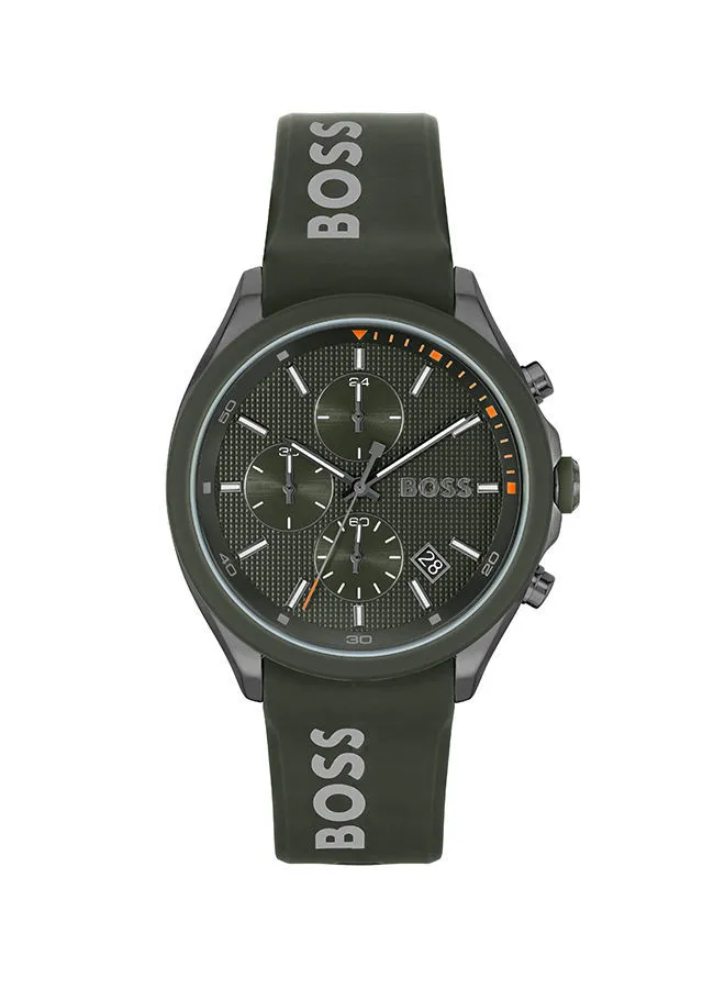 HUGO BOSS Men Chronograph Round Shape Silicone Wrist Watch 44 mm