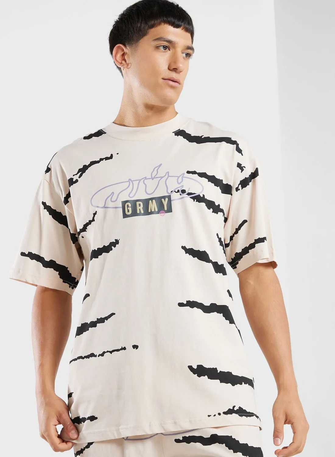 Grimey Cloven Tongues All Over Print Oversized T-Shirt