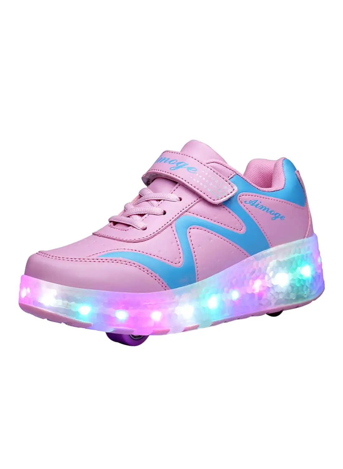 HUSK'SWARE LED Flashing Low Top Sneakers With Wheels Pink