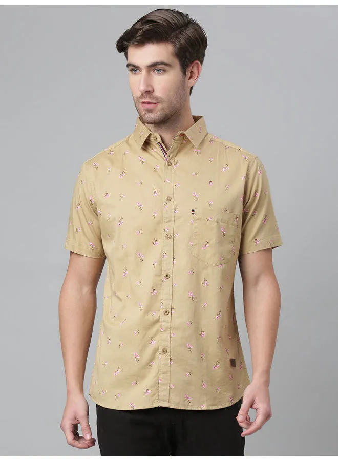 Thomas Scott All-Over Printed Short Sleeve Shirt Sand