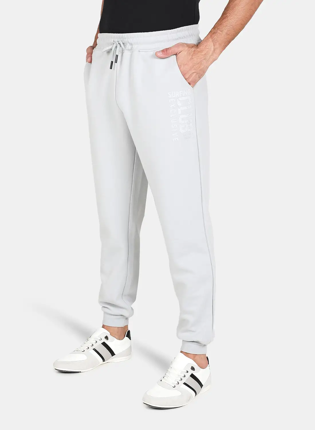 DRIP Mid-Rise Drawstring Joggers Light Grey