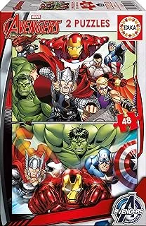 Educa - Set of 2 Children's Puzzles of 48 Pieces Avengers, Avengers, Marvel. Assembled measurement: 28 x 20 cm. Composed of large pieces Perfectly finished. From 4 years (15932)