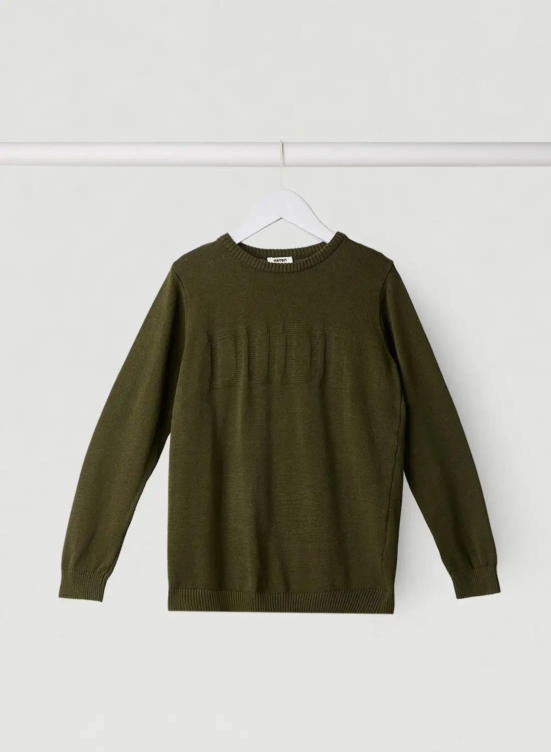 KOTON Crew Neck Long Sleeve Sweater Green