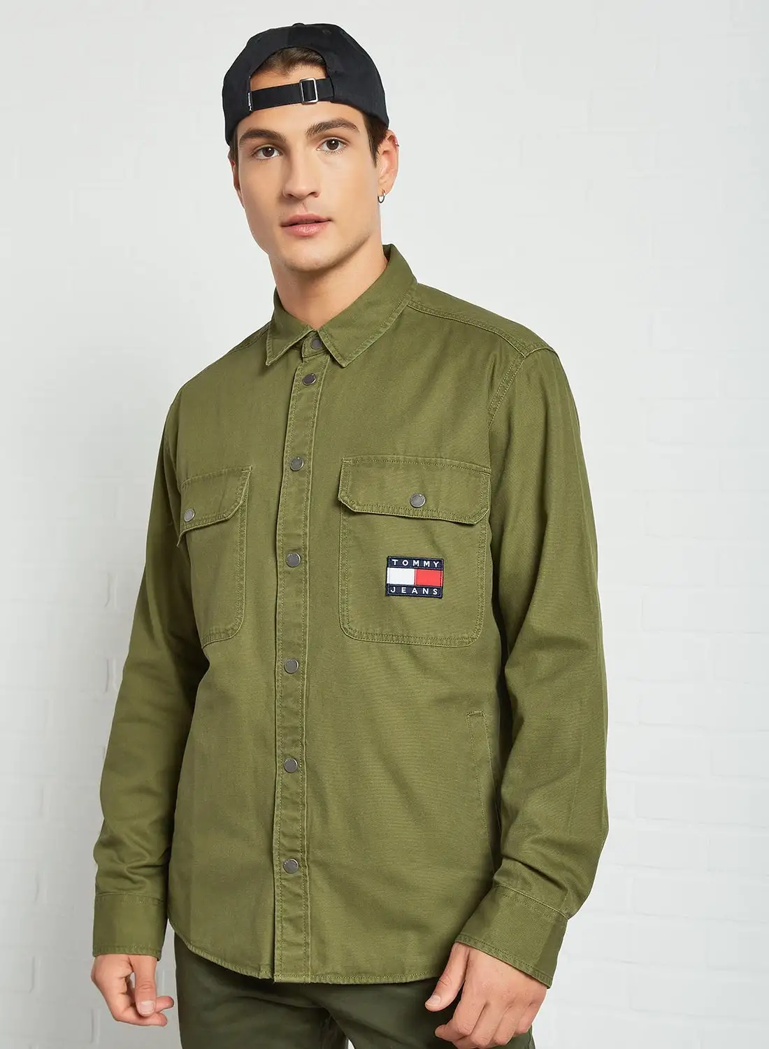 TOMMY JEANS Utility Pocket Oversized Shirt Green