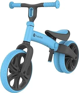 Y-Volution Yvolution - Junior Balance Bike, Blue, Multi-Adjustable Handlebar and Seat, Puncture-proof 9-Inch Wheels, Flexible Children's Balance Bike from 18 Months