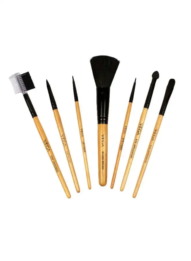 Vega 7-Piece Multi-Purpose Brush Set Beige/Black