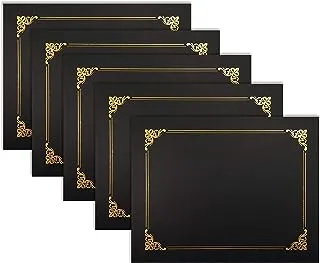 Better Office Products 25 Pack Black Certificate Holders, Diploma Holders, Document Covers with Gold Foil Border, by Better Office Products, for Letter Size Paper, 25 Count, Black