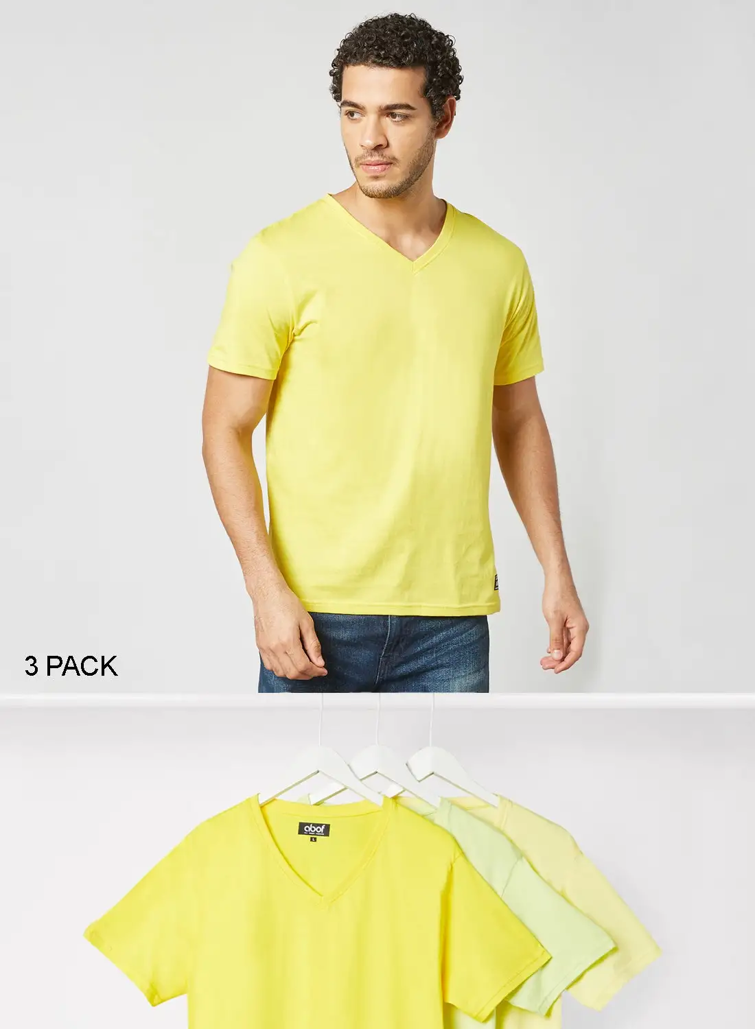 ABOF 3 Pack Of Crew Neck T-Shirt Yellow/Green