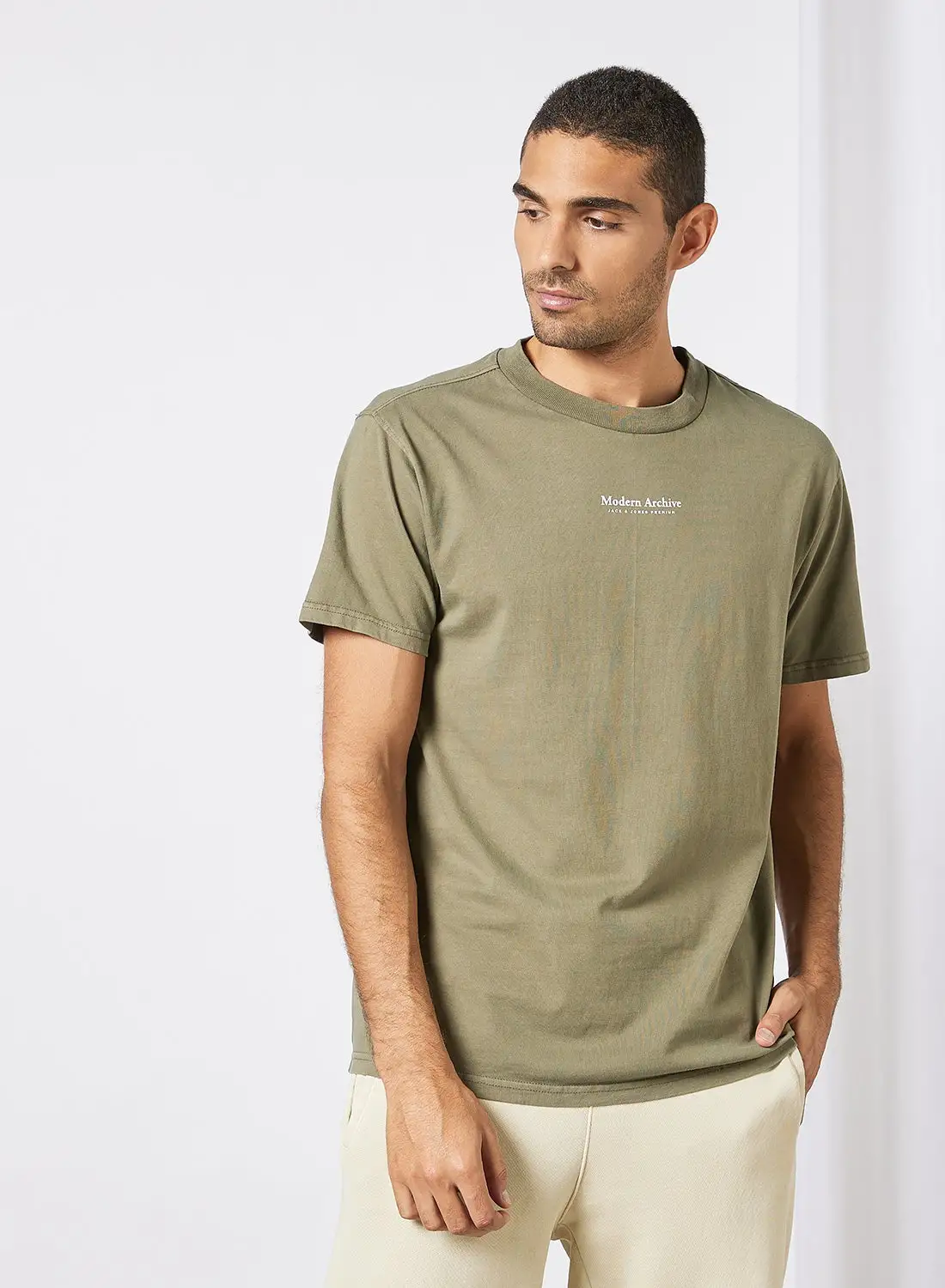 JACK & JONES Jersey Crew Neck T-Shirt Olive