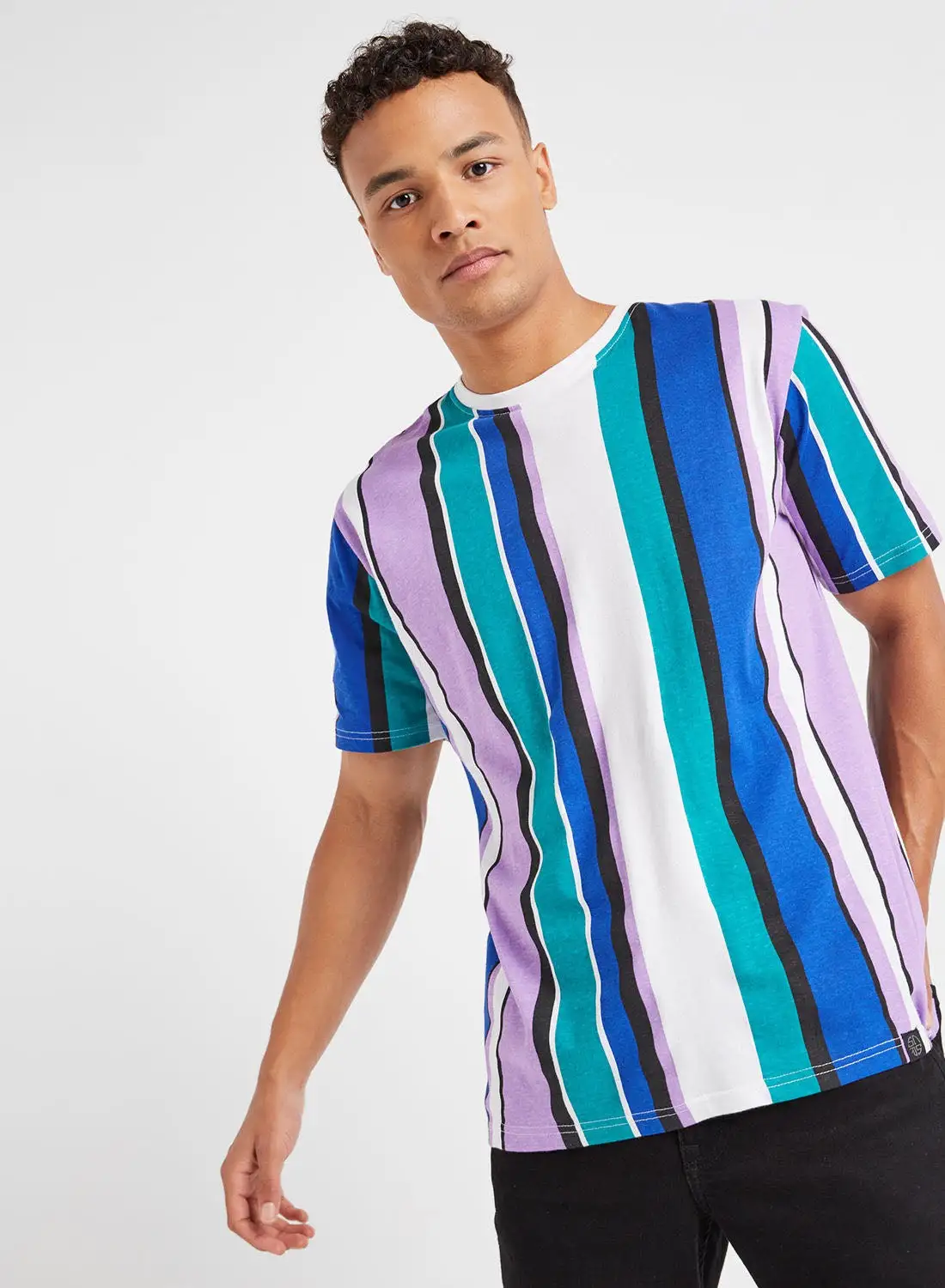 SOUL STAR Vertical Stripe T-Shirt Purple