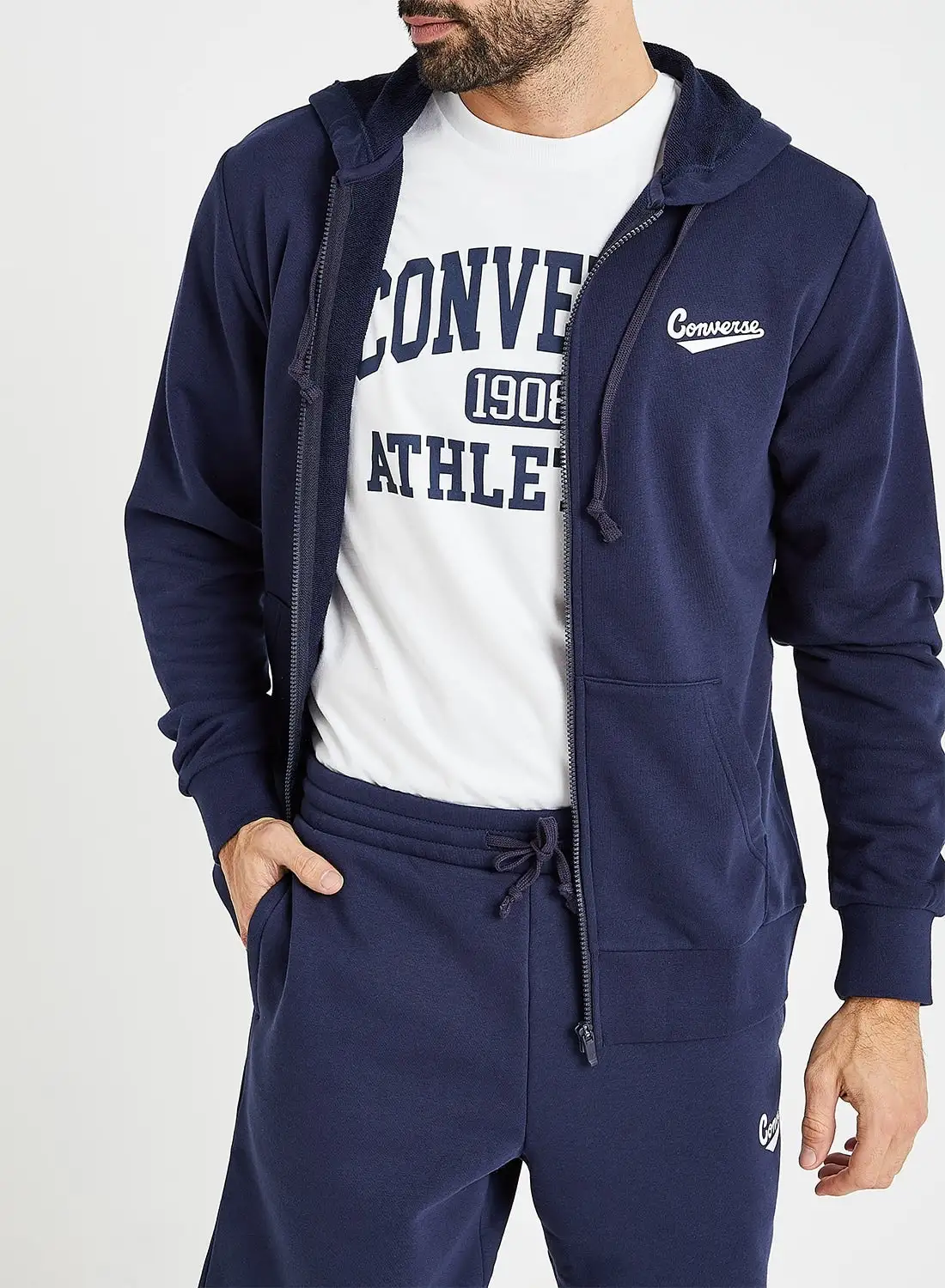 CONVERSE Nova Front Zip Hooded Jacket Navy