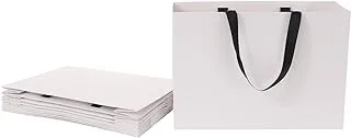 REDDOTGIFT® 10-Pack Matte White Gift Bags Shopping Bag Party Favor Bags with Grossgrain Ribbon Handle for Birthday Mother’s Day, Baby Shower Bridal Shower Wedding Gift (Large H27*38 * 12cm, White)