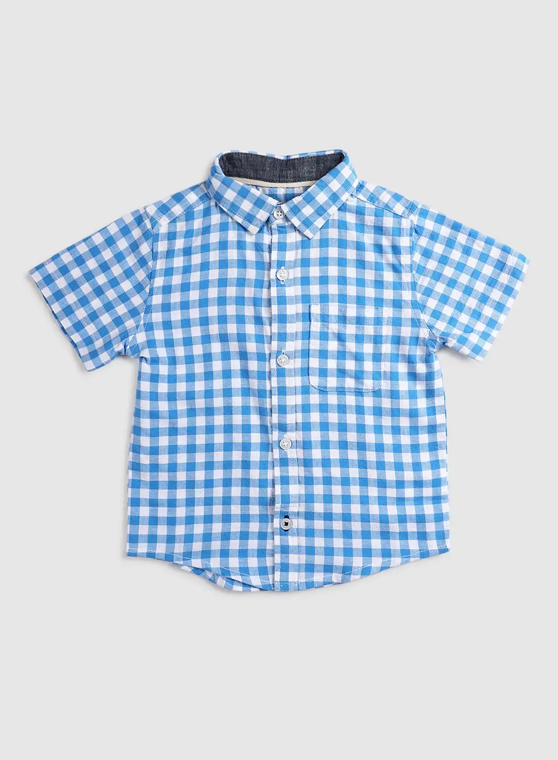 Zarafa Baby Boys Collared Neck Short Sleeve Shirt Blue/White