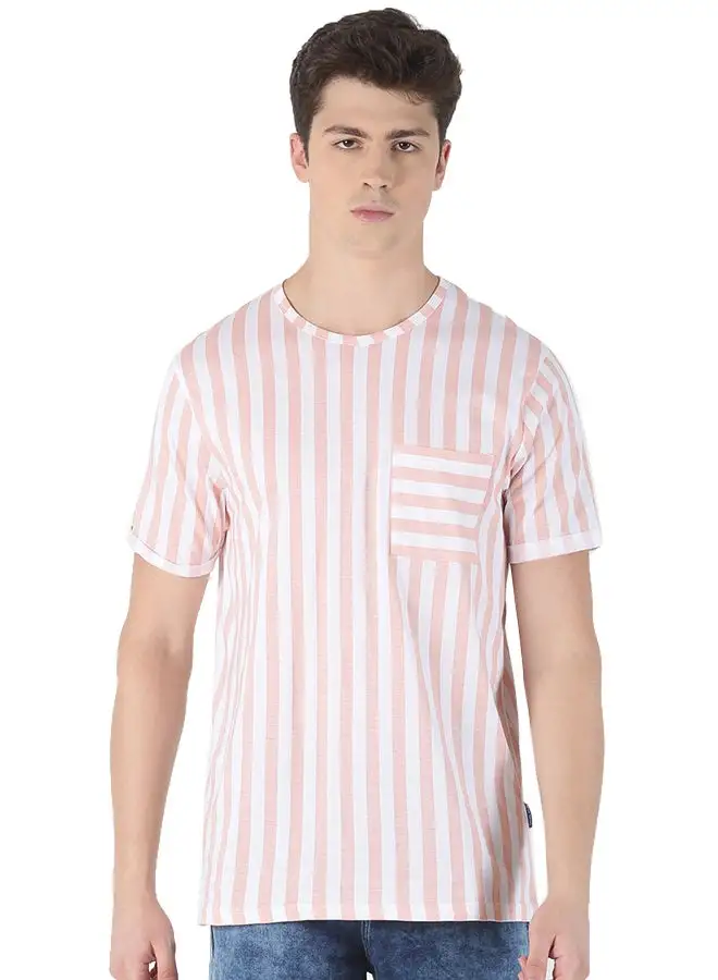 Blue Saint Relaxed Fit Striped T-Shirt Pink