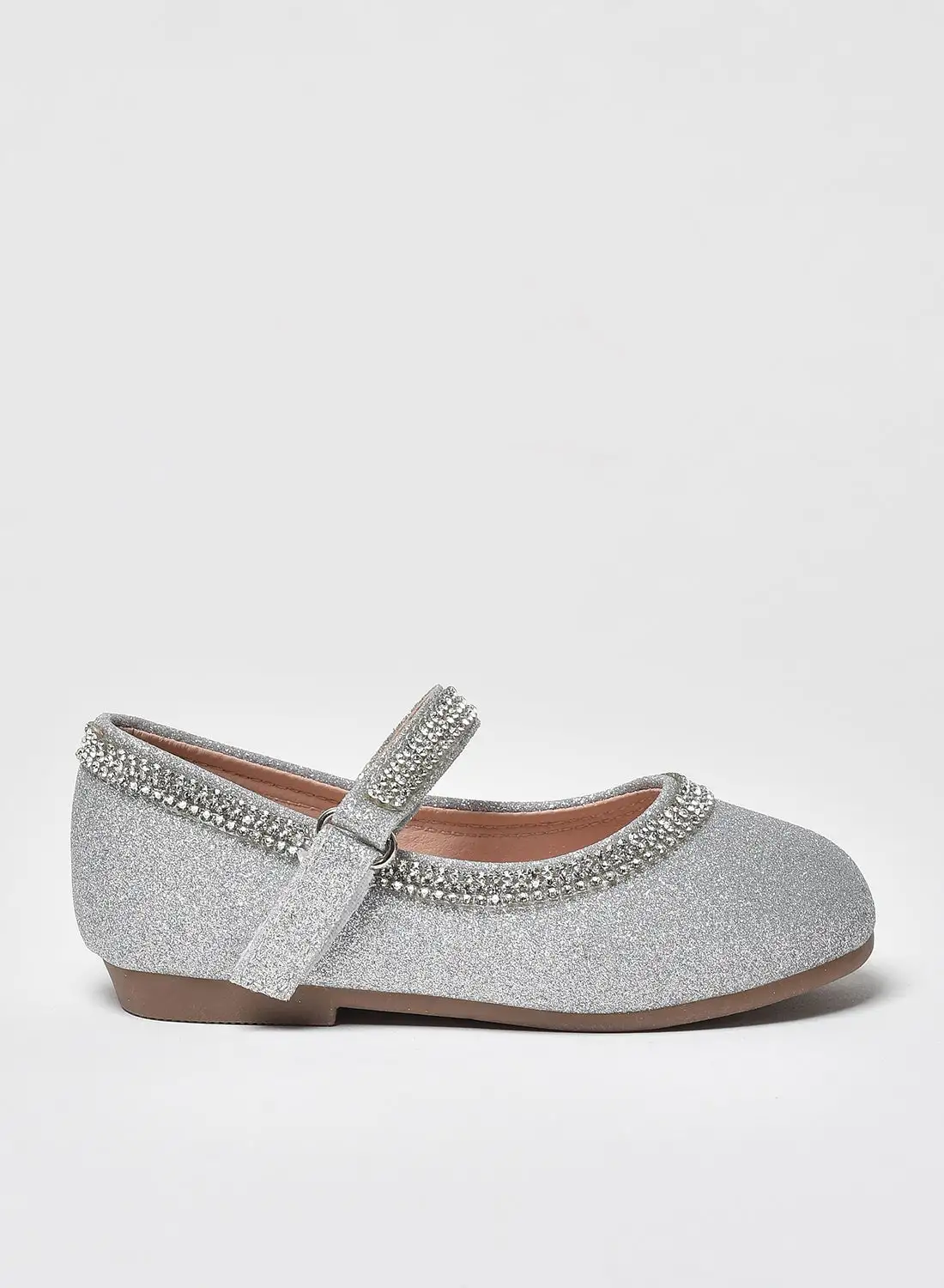 Aila Dyed Pattern Flat Ballerinas Silver