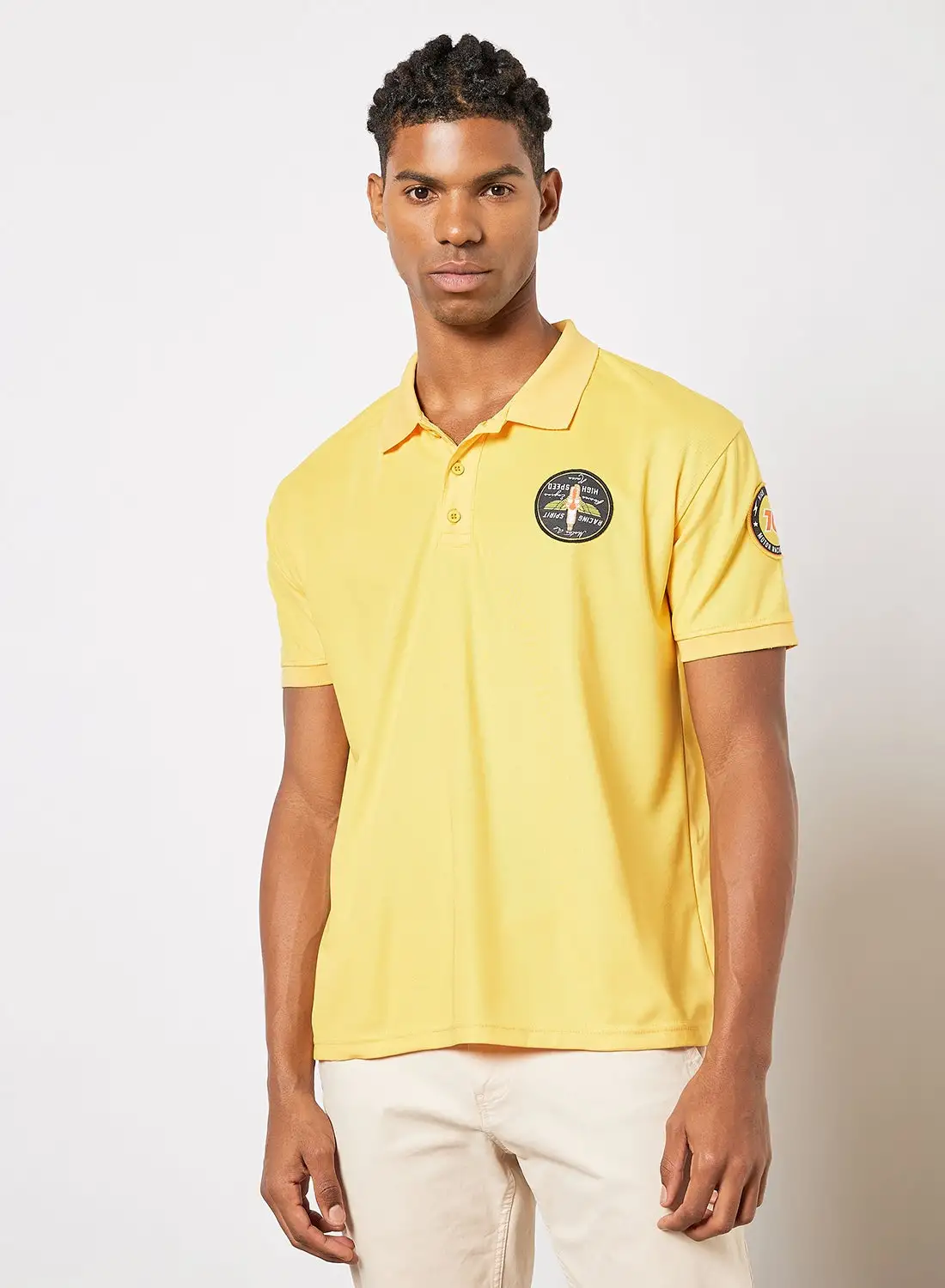 QUWA Woven Badge Polo Yellow