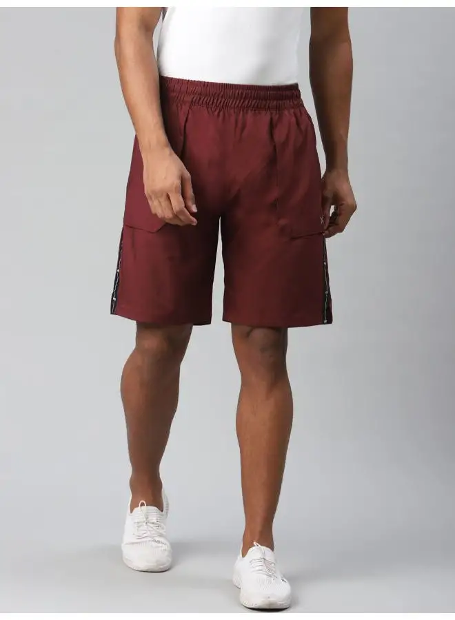 HRX by Hrithik Roshan Men's Rapid-Dry Antimicrobial Training Shorts Zinfandel