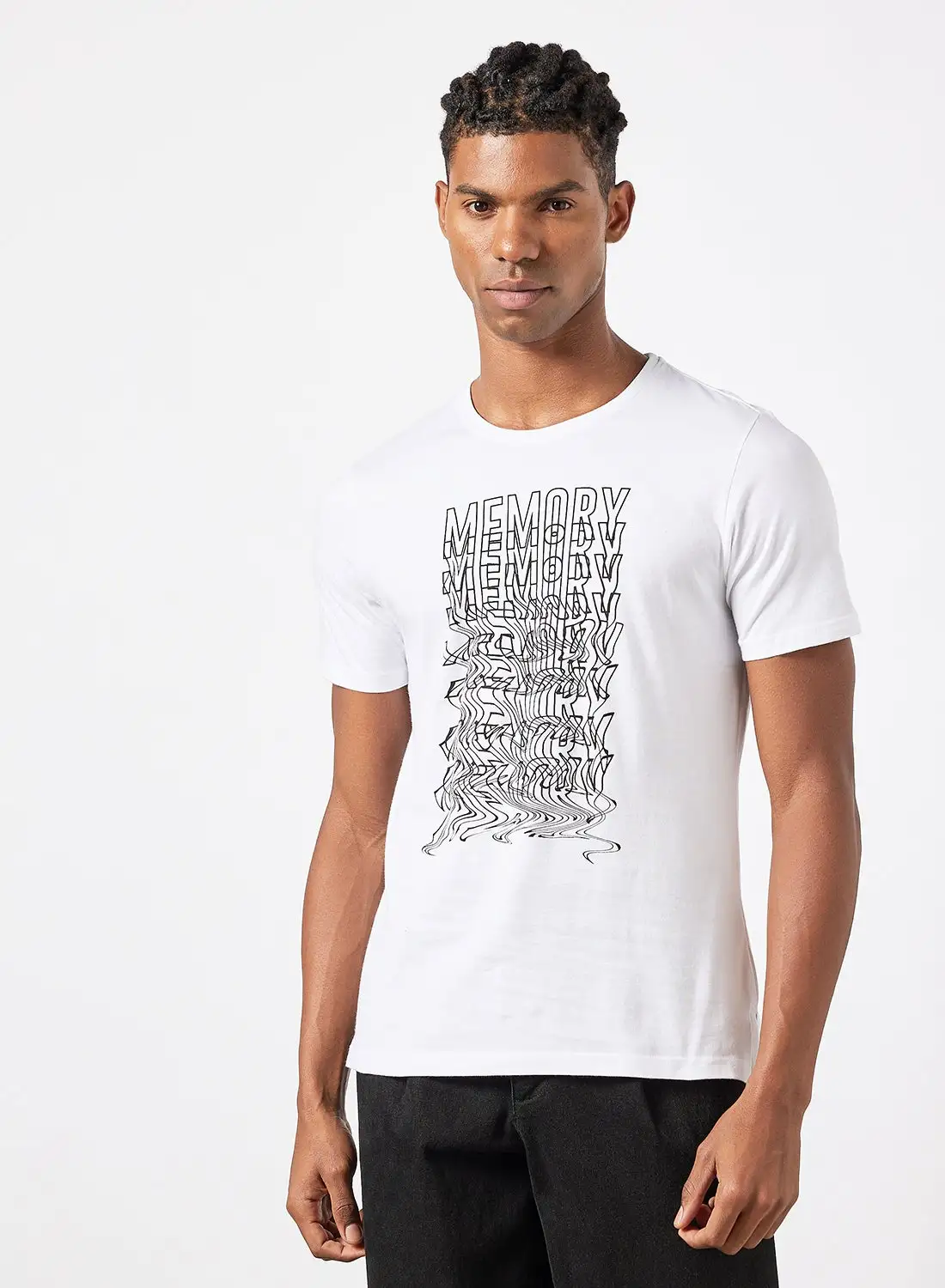 QUWA Placement Printed T-Shirt Cotton White