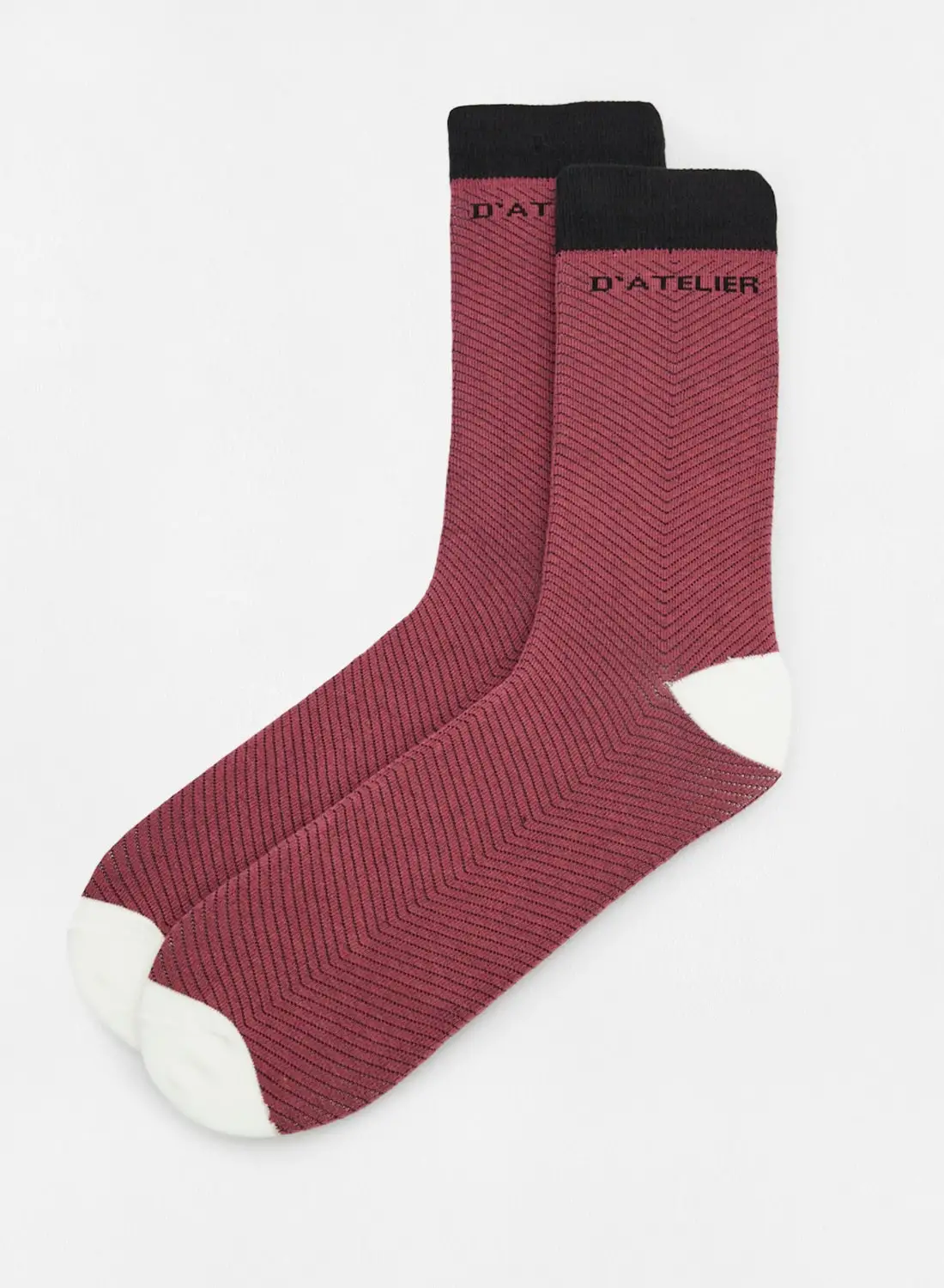 Sivvi x D'Atelier Chevron Pattern Socks Burgundy