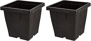 Cosmoplast 45L Cedargrain Square Planter with Tray Set of 2