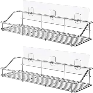 ODesign Adhesive Bathroom Shelf Organizer Shower Caddy Kitchen Spice Rack Wall Mounted No Drilling SUS304 Stainless Steel Rustproof - 2 Pack