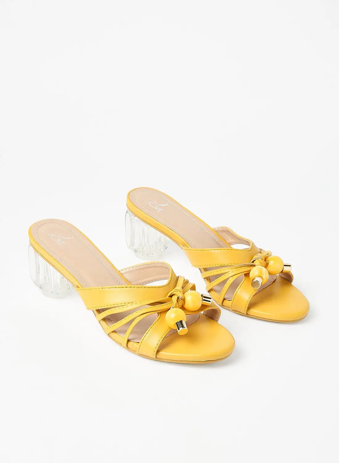 Jove Stylish Elegant Heeled Sandals Yellow