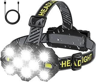 COOLBABY Headlamp Rechargeable,Super High Lumen Bright 10 LEDs Head Lamp,8+2 Modes Head Light with Red Light,Waterproof Head Flashlight for Outdoor Running, Hunting, Camping, Hiking