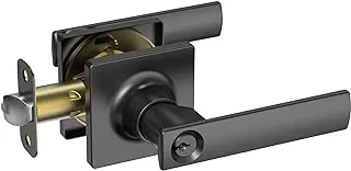 BAOLONG Door Handles Square Entry Door Levers Locksets in Matte Black,Door Knob with Lock for Bedroom or Front Door Interior Heavy Duty Door Handle.