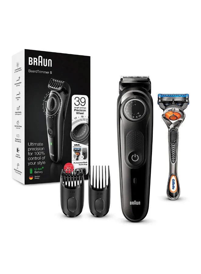 BRAUN Beard Trimmer With Precision Wheel 2 Comb Attachments And Gillette Fusion 5 Pro Glide Razor BT5242