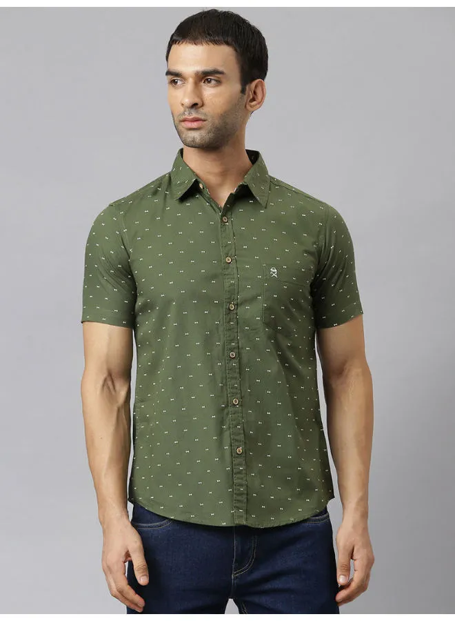 Thomas Scott All-Over Printed Short Sleeve Shirt Forest