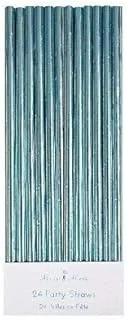 Meri Meri Foil Party Straws 24 Piece Set, Aqua